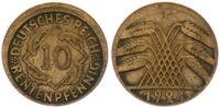 Deutschland - Weimarer Republik 10 Rentenpfennig 10 Pfennig 1924 F J.309 Fehlprägung: 5-10% dezentriert, ohne Riffelrand -