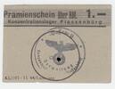 Deutschland/ Lager Floßenbürg 1 RM Prämienschein Lager Floßenbürg, 1 RM Prämienschein, gestempelt von der Waffen-SS -
