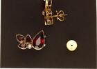 Ohrringe mit Granatstein & Diamanten(je 0,03Karat), 750 Gold, 2,2cm groß -