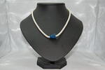 Perlen Kette mit Lapislazuli und 333 Gold Verschluss, 42cm lang -