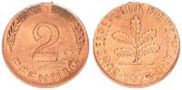 Deutschland 2 Pfennig auf 1 Pfennig-Rohling BRD 2 Pfennig 1975 D Fehlprägung auf zu kleiner 1 Pfennig Ronde, nur 2,02g !!! -