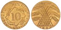 Deutschland / Weimar 10 Pfennig auf 5 Pf. Schrötling 10 Pfennig 1924 D Fehlprägung: auf 5 Pf.-Schrötling geprägt, 2,6g prfr. -