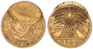 Deutschland / Weimar 5 Pfennig Weimar 5 Pfennig 1924 A Fehlprägung Wertseite 40% incuse -