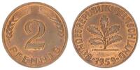 Deutschland 2 Pfennig BRD 2 Pfennig 1959 J prägefrisch -