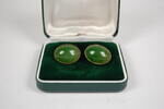 Klipp Ohrringe mit Jade, 8K Gold, 2cm groß -