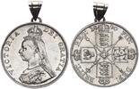 Großbritannien - Queen Victoria Doppelter Florin als Anhänger Doppelter Florin England GB als Patriotischer Anhänger - Königin Viktoria -