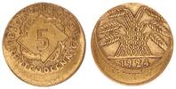 Deutschland - Weimarer Republik 5 Pfennig Fehlprägung Weimar 5 Rentenpfennig 1924 Fehlprägung: 20 % dezentriert, ohne Riffelrand -