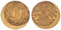 Deutschland - Weimarer Republik 5 Pfennig Fehlprägung 5 Pfennig 1925 E Fehlprägung 20% dezentriert ohne Riffelrand -