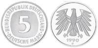 Deutschland / Bundesrepublik 5 Mark 5 DM Kursmünze 1990D TOP-Erhaltung ! Polierte Platte (PP, Proof) -