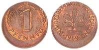 Deutschland 1 Pfennig 20 % dezentriert BRD 1 Pfennig 1969 Fehlprägung: 20% dezentriert -