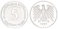 Deutschland / Bundesrepublik 5 Mark 5 DM Kursmünze 1997 F TOP-Erhaltung - Seltenes Jahr Polierte Platte (PP, Proof) -