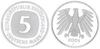 Deutschland / Bundesrepublik 5 Mark 5 DM Kursmünze 2001 J TOP-Erhaltung - Seltenes Jahr Polierte Platte (PP, Proof) -