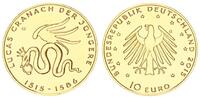 Deutschland / Eurowährung 10 Euro 10 Euro Lucas Cranach 2015 Münzzeichen G vergoldet -