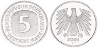 Deutschland / Bundesrepublik 5 Mark 5 DM Kursmünze 2001 J TOP-Erhaltung ! Seltenes Jahr. prägefrisch-stempelglanz -
