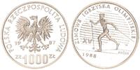 Polen 1000 Zloty POLEN 1000 Zloty 1987 Olympische Spiele 1988 in Calgary - Skilanglauf, in Kapsel -