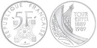 Frankreich 5 Francs Silber 1989 Frankreich Silbermünze zu 5 Francs Tour Eiffel. 1989 -