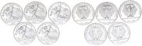 Deutschland / Eurowährung 10 Euro Ski WM 2010 A D F G J komplett 10 Euro Alpine Ski WM 5 Münzen, Münzzeichen A D F G J komplett,St -