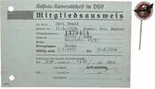 3. Reich Orden Mitgliedsausweis und Anstecknadel mit Hersteller -