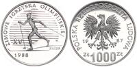 Polen 1000 Zloty Probe 1000 Zloty 1987 zu den Olympischen Winterspielen 1988 - Ski Langlauf -