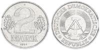 DDR 2 Mark DDR, Fehlprägung: 2 Mark in Aluminium 1975 mit Zainende -