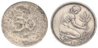 Deutschland 50 Pfennig BRD 50Pf. 1950 J.384 Fehlprägung Fehlprägung auf geplatztem Schrötling, 1,84g -