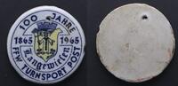 Deutschland - Porzellan Porzellan-Medaille Porzellanmedaille, 100 Jahre FFw Turnsport Post Langenwiesen -