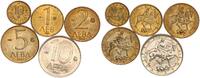 Bulgarien Republik 10 Stotinki, 1, 2, 5 und 10 Leva Bulgarien Lot 5 Münzen: 10 Stotinki, 1, 2, 5 und 10 Leva 1992 -