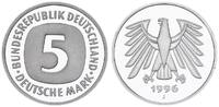 Deutschland / Bundesrepublik 5 Mark 5 DM Kursmünze 1996 J TOP-Erhaltung - Seltenes Jahr Polierte Platte (PP, Proof) -
