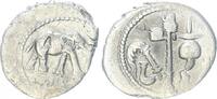 Antike / Republik/ Cäsar Denar C. Julius Caesar, Elefant r.// Priesterliche Geräte -