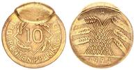 Weimar 10 Pfennig Fehlprägung Teilweise incus durch Mitprägung 2. Münze -