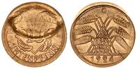 Weimar 10 Pfennig Fehlprägung 10 Pfennig 1924 G Teilweise incus durch Mitprägung 2. Münze -