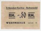 Deutschland / Konzentrationslager Buchenwald 0,50 RM SS Standort Kantine Buchenwald Konzentrationslager Buchenwald 0,50 Reichsmark, Wertmarke Nr. 10749 -