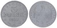 Weimar 3 Mark Probe Weimar 3 Mark 1922 A Probe in Zink mit Riffelrand,dicker Schrötling -