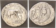Antike / Republik/ Cäsar Denar C. Julius Caesar, Elefant r.// Priesterliche Geräte -