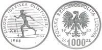Polen 1000 Zloty Probe zu den Olympischen Winterspielen 1988 - Ski Langlauf -