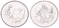 Frankreich 50 Cent Fehlprägung Frankreich 50 Cent 2002 Reinnickel mit Riffelrand -