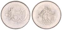 Frankreich 50 Cent Fehlprägung Frankreich 50 Cent 2002 Kupfer-Nickel mit Riffelrand,nicht magnetisch -