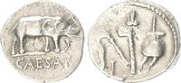 Antike / Republik/ Cäsar Denar C. Julius Caesar, Elefant r.// Priesterliche Geräte -