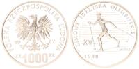 Polen 1000 Zloty POLEN 1000 Zloty 1987 Olympische Spiele 1988 in Calgary - Skilanglauf, in Kapsel -