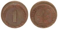 Deutschland 1 Pfennig BRD 1 Pfennig 1966 G 15 % dezentriert, dazu unbeprägter Rohling 1 Pfennig -