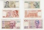 Belgien 20,50,100 Franc Geldschein Belgien, 20,50,100 Franc Geldschein -