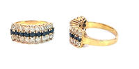 585 Gold Ring mit Zirkonen und blauen Saphiren, Ringgröße 52 -