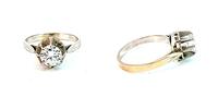750 Gold Ring mit Diamant (1 Karat), 18 K Weißgold, Ringgröße 54 -