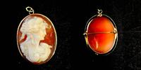 750 Gold Gemme Anhänger & Brosche, 3,3cm groß -