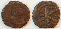 Antike / Byzanz Mauricius Tiberius Halbfollis Byzanz Mauricius Tiberius 582-602 n.Chr Konstantinopel Bronze Halbfollis (4) s