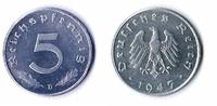 Deutschland / All.Bes./ PROBEPRÄGUNG 5 Pfennig Probeprägung Alliierte Besetzung 5Pf. 1947D Aluminium ! Gewicht 0,9g