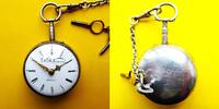 England, HERREN TASCHENUHR, gepfl. D.D. Neveren TASCHENUHR, Spindelhemmung, Silber, funktioniert-ca. 1800, -