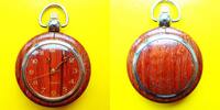 unbek. Herst.land, unisex TASCHENUHR, Unisex TASCHENUHR im Holzgehäuse, Ankerhemmung, 17 Jewels, gute Funktion, -