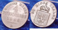 Altdeutschland / Preußen 4 Pfennig Preußen 4 Pfennig 1848 D seltenes Jahr und Münzzeichen ss