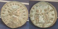 Antike / Römische Kaiserzeit / Aurelianus Antoninian, Silbersud Aurelianus, 270-275, IOVI CONSER (1), Aurelianus n.r. stehend einen Globus von J